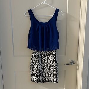 Emerald Sundae Blue and Black Mini Dress